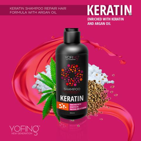 Yofing Keratin Shampoo für Haarreparatur mit Arganöl - effektive Wiederherstellung und Glättung des Haares